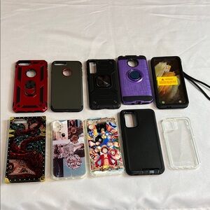 10 Assorted Phone Cases - Red, Black, Purple, and More
